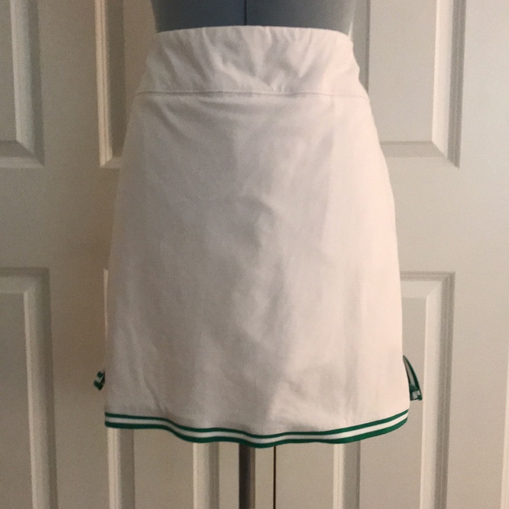 Lady Hagen Preppy Golf Tennis Skort Skirt White w/ Green & White Pockets XXL